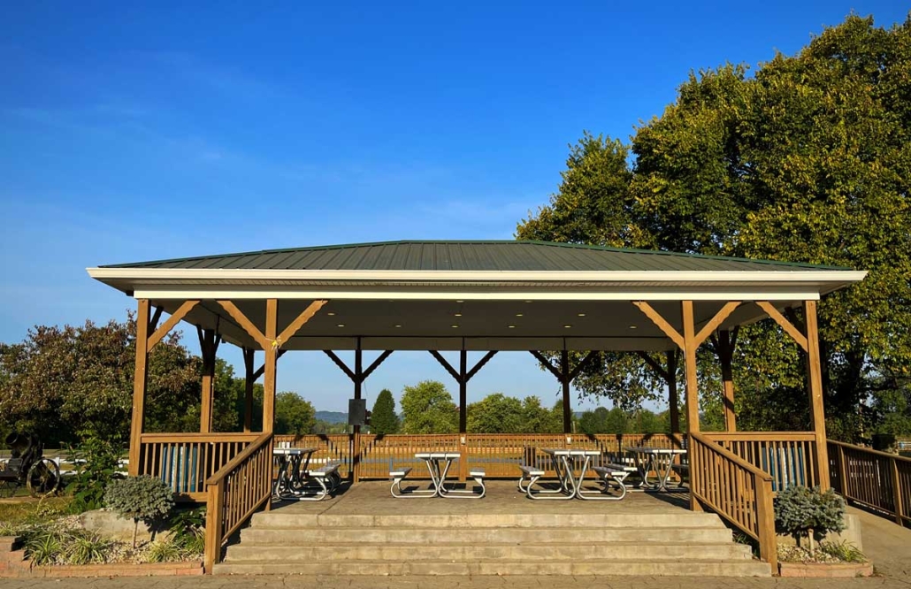 a pavilion in a City of Shepherdsville park