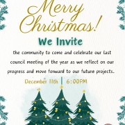 The City of Shepherdsville wishes you a Merry Christmas! We invite the community to come and celebrate our last council meeting of the year as we reflect on our progress and move forward to our future projects. December 11th | 6:00PM - 634 Conestoga Parkway