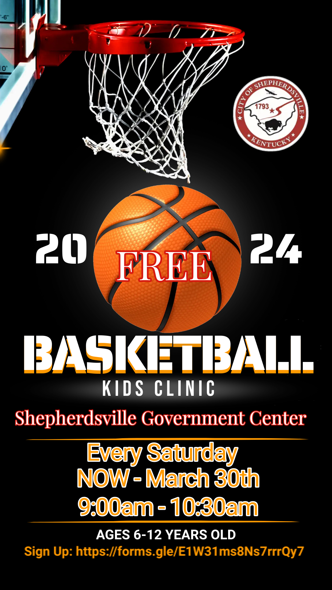 2024 Free Basketball Kids Clinic Flyer